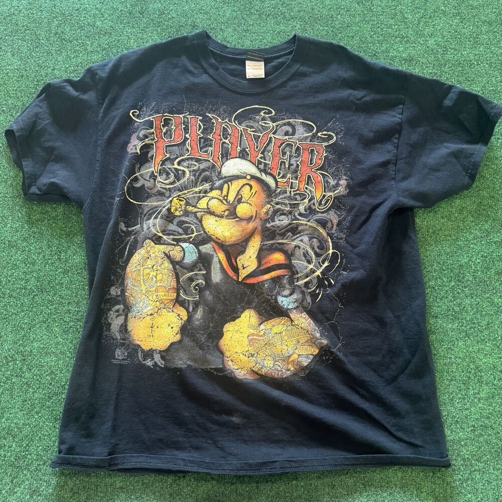Universal Studios Popeye XL T-Shirt Tattoo Style Sailor Man Graphic Tee Park